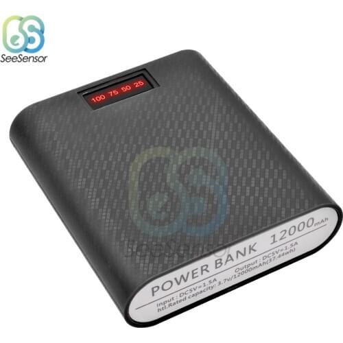 12000mAh 4*18650 Battery Holder USB Power Bank Battery Box Mobile Phone Charger DIY Shell Case Charging Storage Case For Phone