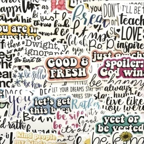 50 Pcs Inspirational quotes Be happy For Car Decor Rearview Mirror Vinyl Car Stickers Car Styling Accessories