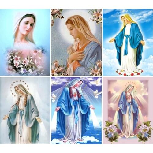 5D DIY Diamond Painting Religious Virgin Mary Full Diamond Diamond Embroidered Animal Cross Stitch Mosaic Set Christmas Decorati