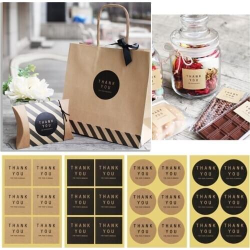 60Pcs Thank You Square Circle Handmade Sticker Label Seal For Envelope Decor Q0KA