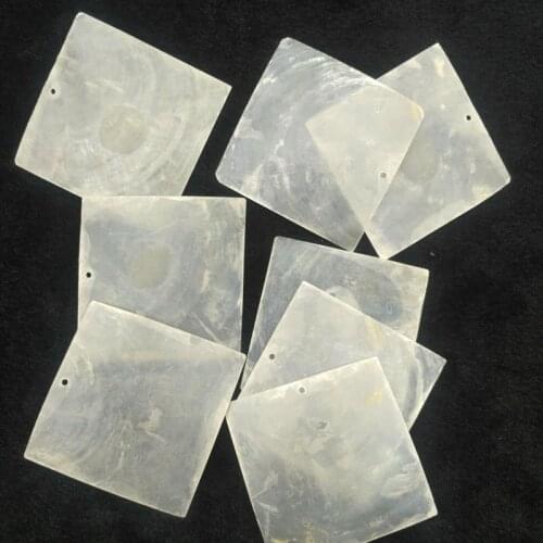65MM 30Pcs 100% Pure Natural Mirror Freshwater Shell Square Shape Beads Charms Jewelry Accessories