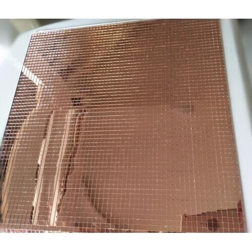 8 sheet Glass Mosaic Tile ,Mini Square Glass Mosaic Mirror Sheet Real Glass Self-Adhesive ,Light Rose Gold Mirror Glass Crafts