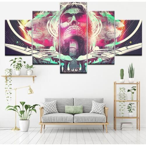 Canvas Painting abstract colorful skull 5 Pieces Wall Art Painting Modular Wallpapers Poster Print for living room Home Decor