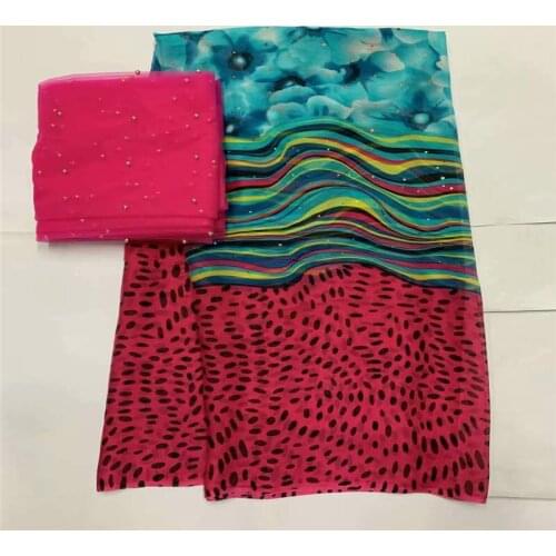 African soft silk fabric for garment neat embroidery on the material with swiss voile lace tissu (5+2 Yards/set ) ! LXF6711