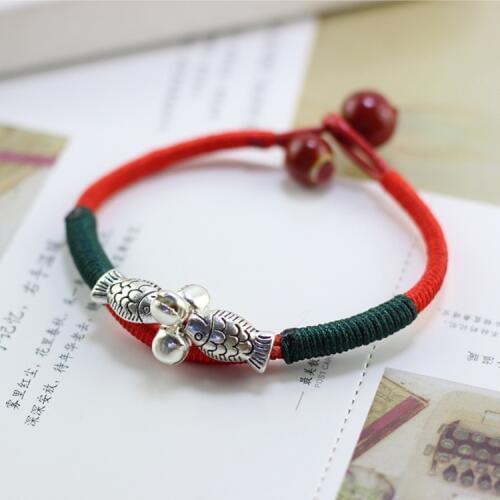 Pop Women Lucky Double Fish Bracelets Bead Red String Ceramic bracelets & bangles Men Handmade Accessories Lovers Lucky Jewelry