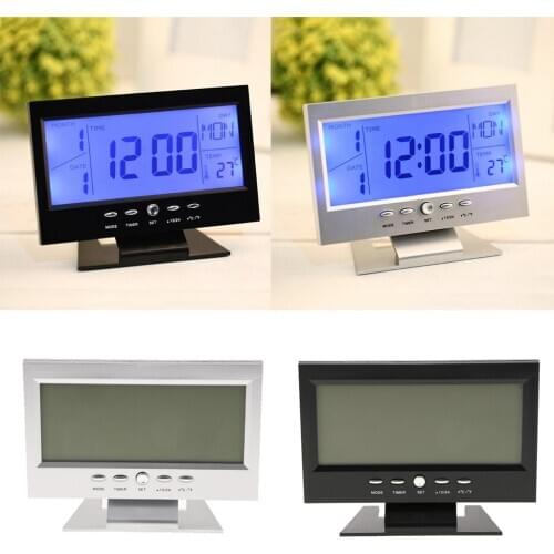 LCD Digital Alarm Clock Battery Operated Snooze Clock Time Date Temperature Display for Home Room Office Decor