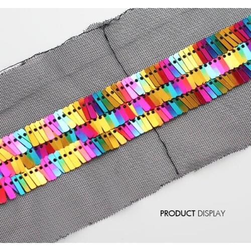 Colorful Sequin Applique Venise Decorated Lace Ribbon Embellishment Trim Sewing Supplies for Craft Garment Clothes 10yard/T722