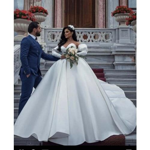 2022 Classic Wedding Dresses Sweetheart Long Sleeve Pleated Ball Gown Princess Vstidos De Novias