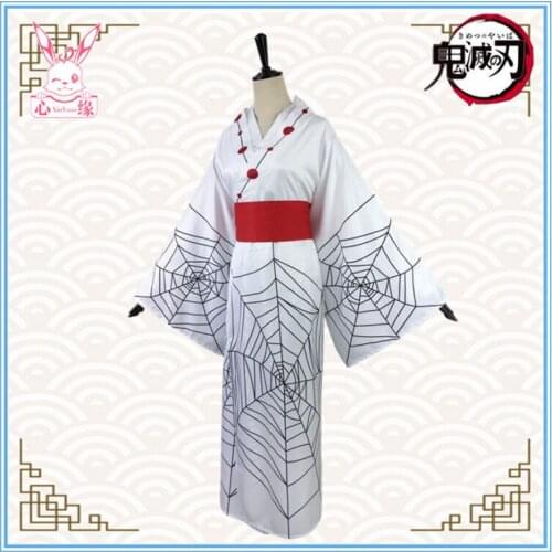 2021 New Anime Demon Slayer Kimetsu no Yaiba Spider Oni Ayaki Rui Costume Mens Kimono Full set Halloween Party Outfit