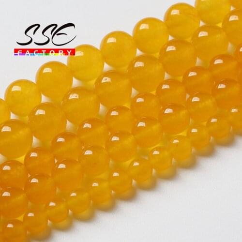 Natural Yellow Jades Beads Stone Round Loose Beads For Jewelry Making DIY Bracelet Necklaces Accessories 4 6 8 10 12mm 15"strand