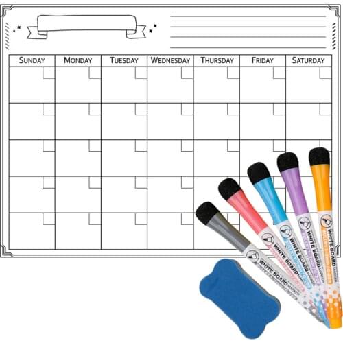 Magnetic Weekly Monthly Planner Fridge Refrigerator Magnet Wall Diary Sticker Whiteboard Marker Graffiti Memo Drawing Schedule