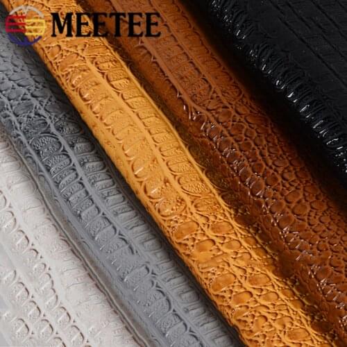 Meetee 45X140cm 1.1mm Thick Leather Fabric PVC Synthetic Leather for Luggage Wallet Belt Material Faux Leather Fabric Decoration