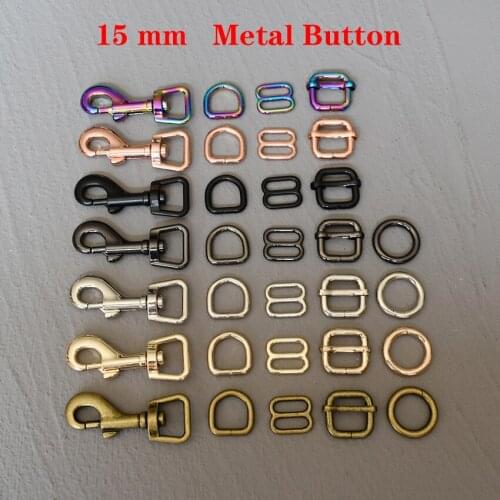 15mm 10 Pieces Metal Buckle Slider Adjust D Ring Release DIY Bag Strap Belt Handle Shoulder Webbing Leather Craft Accessories