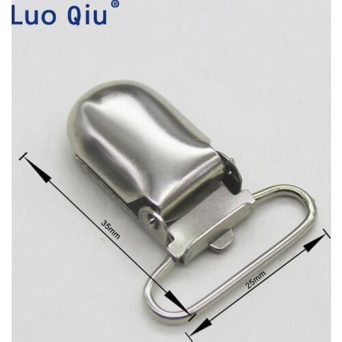 Metal Suspender Paci Pacifier Ribbon Clips Holder Plastic Insert prendedor de chupeta 50 pcs/lot 25mm Luo Qiu