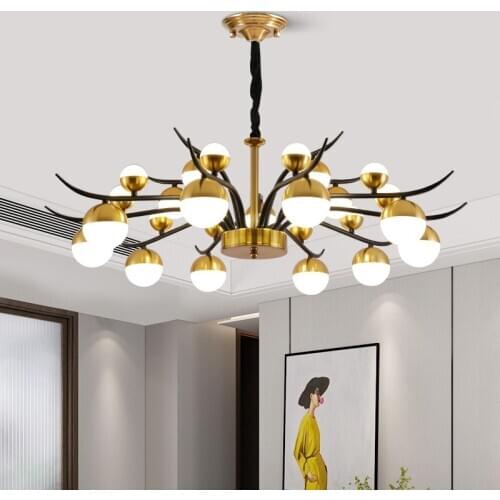 New modern minimalist villa home living room dining room LED chandelier lighting Nordic luxury bedroom study chandelier