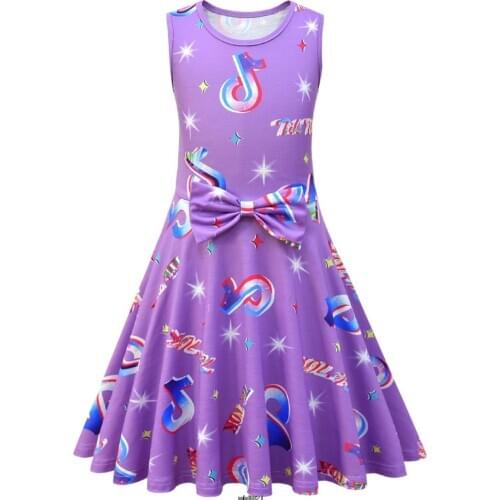 New Summer Cotton Baby Girls Tik Tok Sleeves Dress Childrens Clothing Kids Princess Dresses Casual Clothes 2-10 years