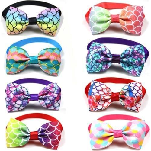New 100pcs Pet Dog Accessories Pet Dog Cat Bowties Tmermaid party style Products Puppy Cat Ties Pet Cat Grooming Supplies