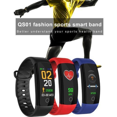New QS01 color screen intelligent bracelet, heart rate, blood pressure, walking and other sports modes, waterproof, strap