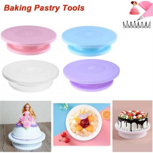 DIY Cake Plate Turntable Rotating Anti-skid Round Cake Stand Cake Decorating Rotary Table Kitchen Pan Baking Pastry Tools Set