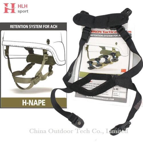 Hlhlsport Helmet Retention System H-Nape Military Airsoft Paintball Helmet Accessory System Strap Black Tan