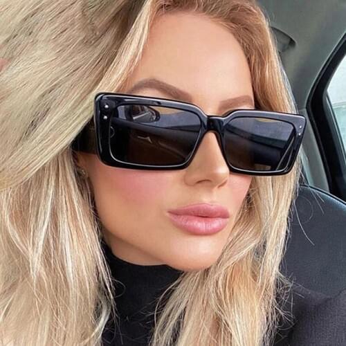 Rivet Square Frame Women Men Sunglasses Blue Green Lens UV400 Eye Protection Girl Sexy Ladies Fashion Outdoor Eyewear