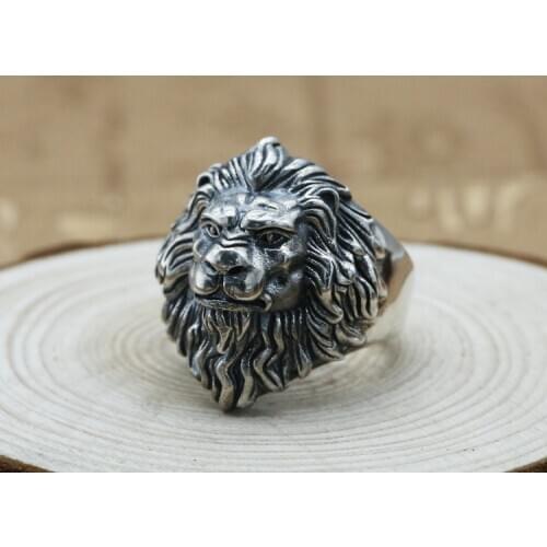 Solid 925 Sterling Silver MENS Men lion punk hiphop ring rings jewelry gift A5110