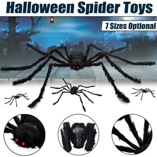 Horror Giant Black Plush Spider Halloween Party Decoration Props Kids Children Toys Haunted House Decor Halloween Hanging Decor