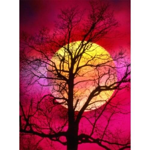 Yujohom Diamond Painting Moon Night Landscape Moon 5D DIY Diamond Embroidery Sale Tree Pictures of Rhinestones Mosaic Handicraft
