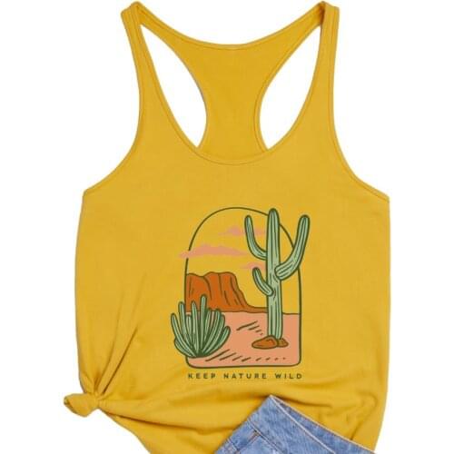 KEEP NATURE WILD Loose Racerback Vest Women summer beach tees Funny Desert cactus Graphic tank tops tumblr casual styles tees