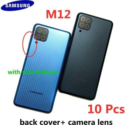 10Pcs For Samsung Galaxy M12 M127 SM-M127F/DSN Phone Housing Battery Back Cover Rear Door Camera Lens+Side Buttons Panel Chassis