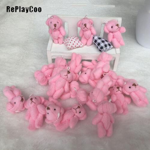 100PCS/Lot Mini Teddy Bear Stuffed Plush Toys 4.5cm Small Bear Stuffed Toys pink pelucia Pendant Kids Birthday Gift Decor J10701