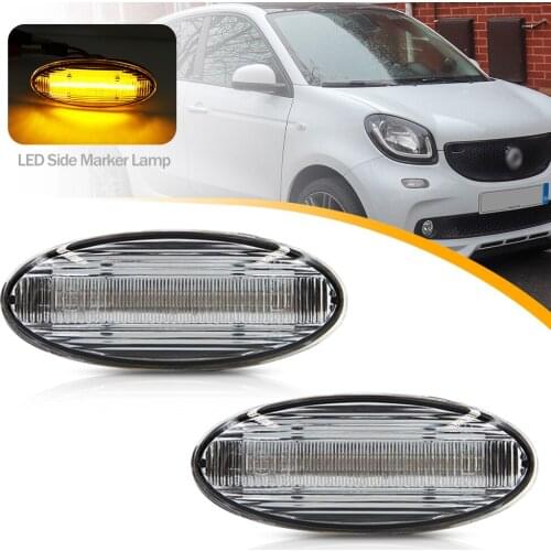2Pcs LED Bumper Side Marker Lights Fender Laterial Turn Signal Lamps Repeaters for Smart Forfour 2014 2015 2016 2017 2018 2019
