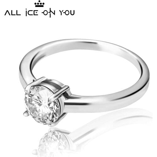 2021 Real Gold Plated Luxury 925 Sterling Silver 1ct D Color Moissanite VVS1 Jewelry Wedding Diamond Stud 4 Claw Ring Women Gift