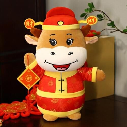 2021 New Year Ox Cattle Plush Toy Milk Cow Mascot Stuffed Doll Birthday Gift