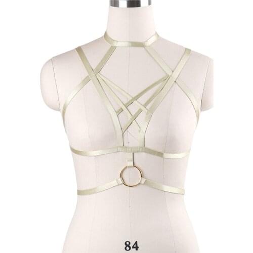 90s Black Harness Women O-Ring Cage Top With Garter Belts Body Harness Bondage belts Leg Harness Goth Harness Lingerie Clothing