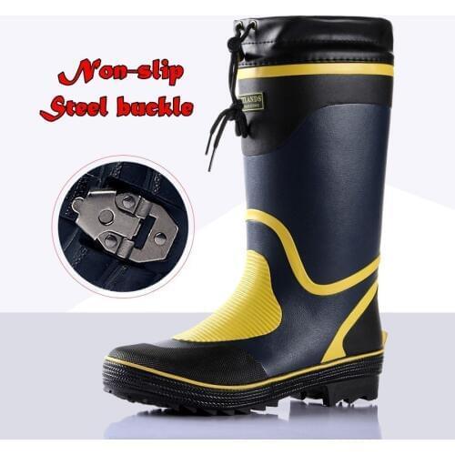 Steel sole natural rubber waterproof boots High tube snow ice non-slip wellies wading fishing waders Garden Farm Mud work Shoes