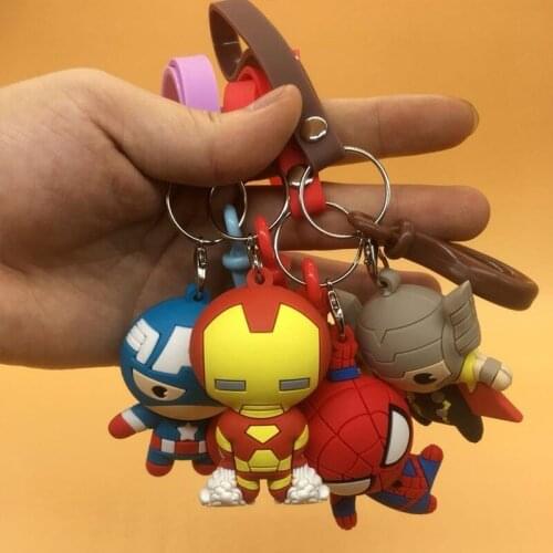 Disney Marvel Spiderman Iron Man Captain America Doll Keychain Avengers Car Keychain Bag Pendant Gift for Friends Cartoon anime