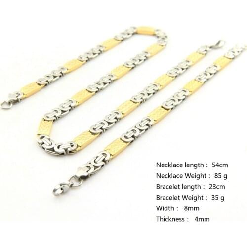 Stainless steel jewelry chain En acier inoxydable ensemble de bijoux, Collier + bracelet ensemble de bijoux