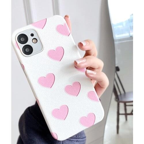 Lambskin Love Simple Phone Case For iPhone 12 11 Pro Max XR XS Max X 7 8 Plus 12 Mini SE 2020 Shockproof Soft Silicon Back Cover