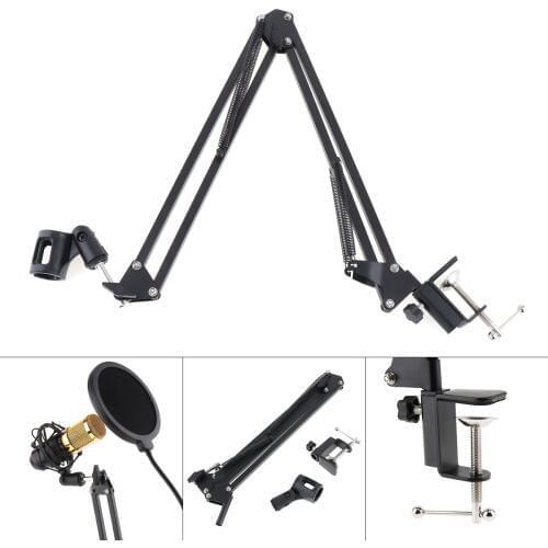 Black NB-35 Microphone Scissor Arm Stand Mic Clip Holder with Desktop Alloy Base Clampfor KTV / Studio Microphone accessories