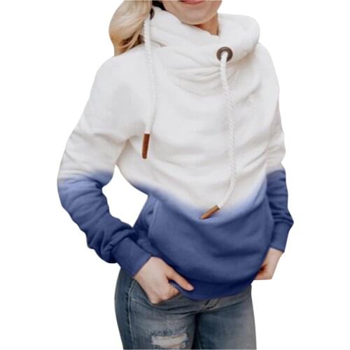 Fashoin 2021 Patchwork Sweatshirts Female Warm Turtlenecks Hoodie Tops Streetwear Pocket Blouse Thicken Women Sudaderas Mujer