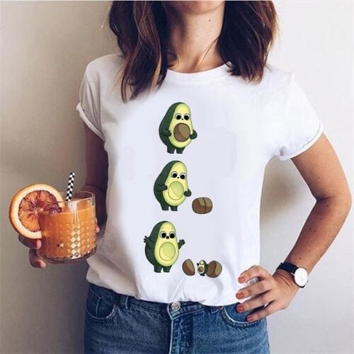Kuakuayu HJN Avocado Shirt Vegan T Shirt Women Harajuku Kawaii Short Sleeve T-shirt Vogue 90s Korean Style Tshirt Fashion Top