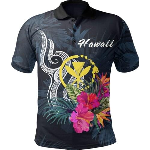 Hawaii Polynesian Polo Shirt Tropical Flower 3D Printed Polo Shirt Men For Women Short Sleeve Summer T-shirt