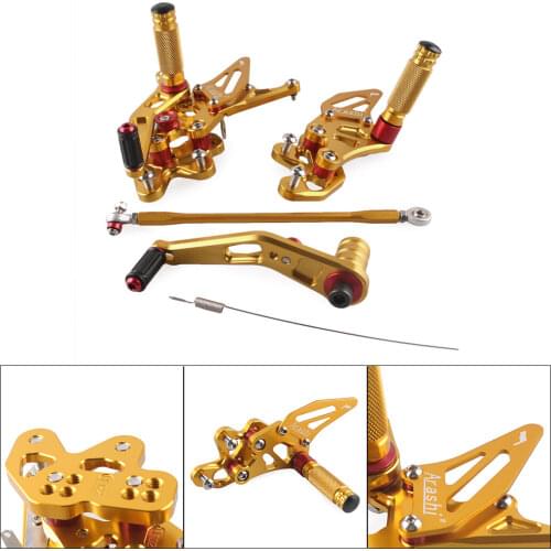 Motor bike CNC Aluminum Alloy Adjustable Rearset Foot Pegs For Suzuki GSXR600 2015 Gold