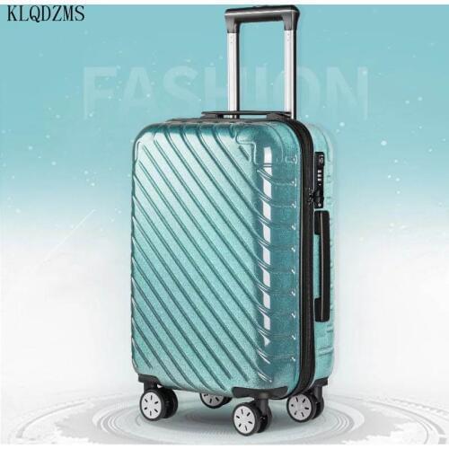 KLQDZMS 20/24inch Women Cabin Luggage on wheeled personality zipper frame rolling luggage spinner trolley travel suitcase