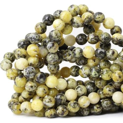 Natural Yellow Turquoise Round Loose Beads for Jewelry Making Necklace DIY Bracelets Accessories