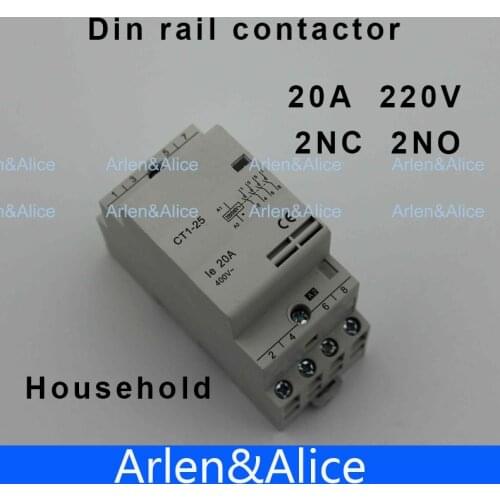 CT1 4P 20A 2NC 2NO 220V/230V 50/60HZ Din rail Household ac Modular contactor