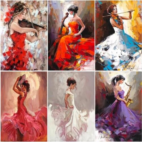 CHENISTORY Frame DIY Oil Painting By Numbers For Adults Play The Violin Drawing Coloring By Numbers Handmade For Home Decor