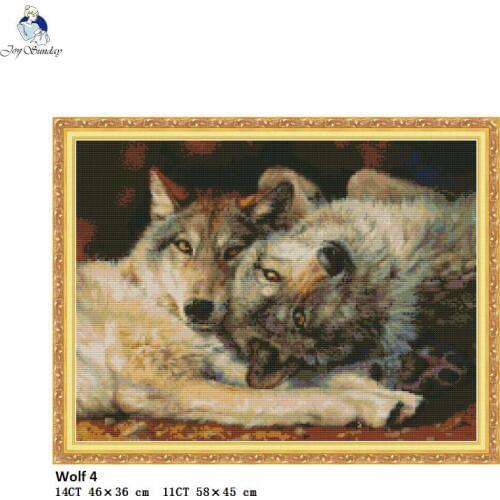 Wolf 4 Paintings Counted Print On Canvas DMC 14CT 11CT Cross Stitch kits DIY Hand Made Crafts Home Decor Embroidery Needlework