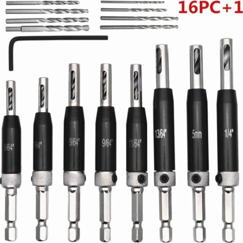 Core Drill Bit Set Hole Puncher Hinge Tapper For Doors Self Centering Woodworking Power Tools Furadeira Hole Openers Set